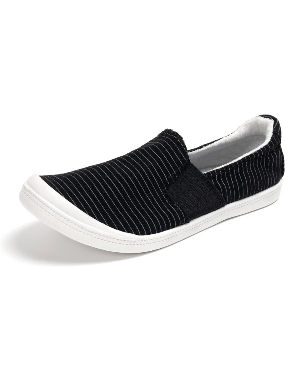 Women's Black/White Stripes Comfortable Lace-Up Breathable Walking Sneakers